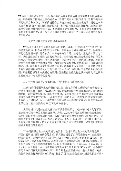 XX热电公司自成立以来