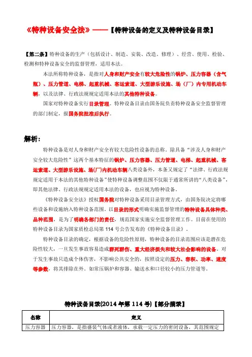 《特种设备安全法》课件 1 【特种设备的定义及特种设备目录】