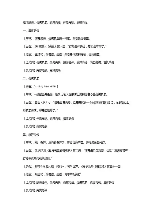 满身像鱼鳞一样的创伤,形容伤势严重成语