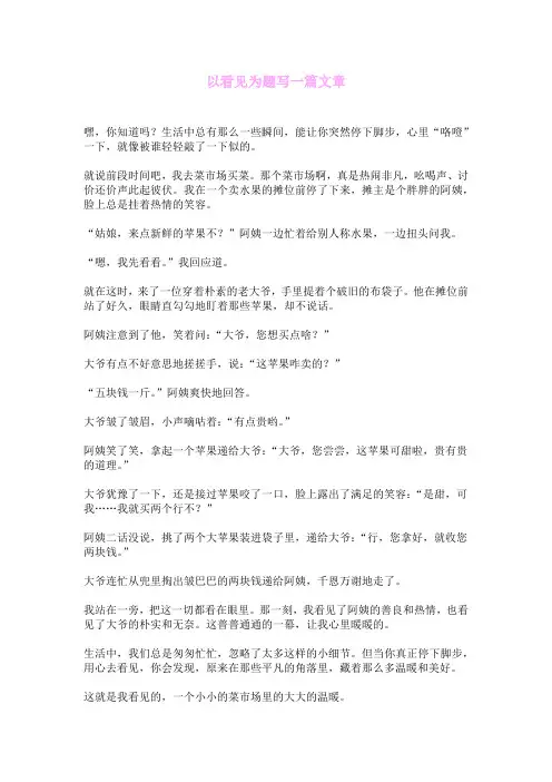 以看见为题写一篇文章