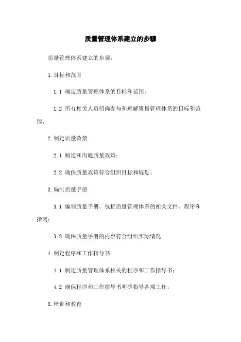 质量管理体系建立的步骤