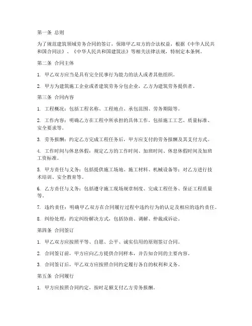 建筑领域签定劳务合同条例