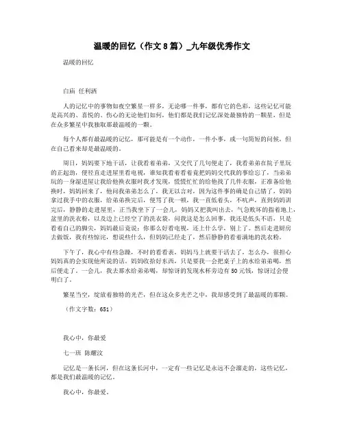 温暖的回忆(作文8篇)_九年级优秀作文