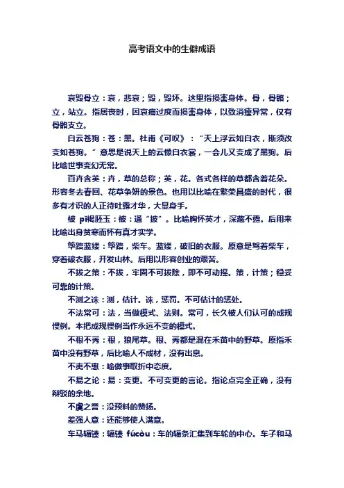 高考语文中的生僻成语