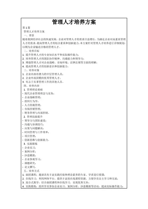 管理人才培养方案
