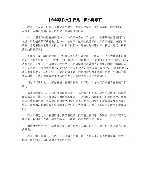 【六年级作文】我是一颗小鹅卵石