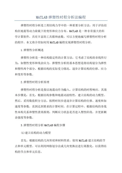 MATLAB弹塑性时程分析法编程