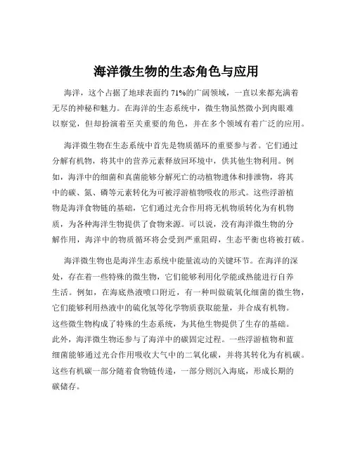 海洋微生物的生态角色与应用