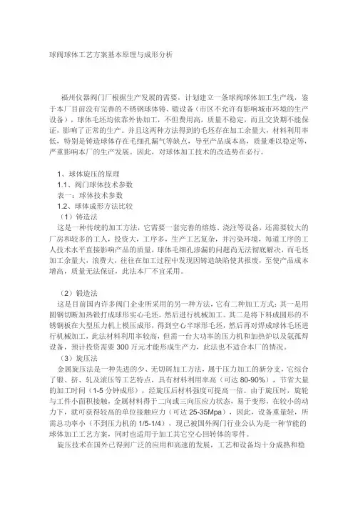 球阀球体工艺方案基本原理与成形分析