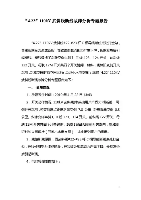 110kV线路断线故障分析专题报告