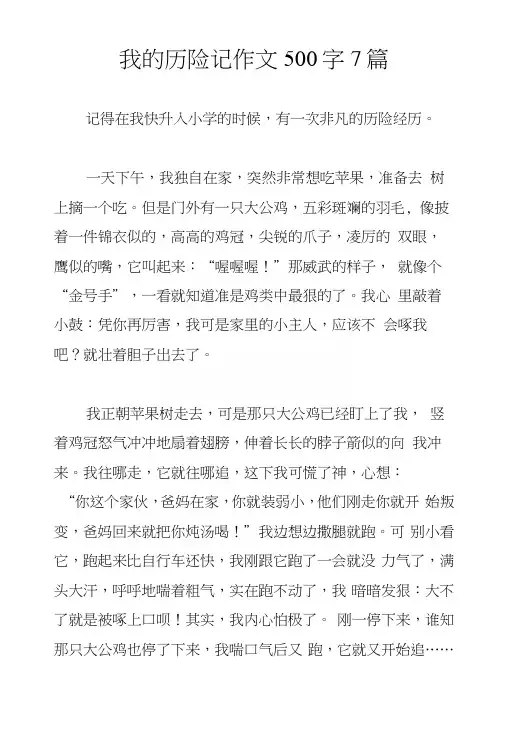 我的历险记作文500字7篇