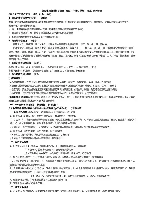 国际市场营销复习重点整理