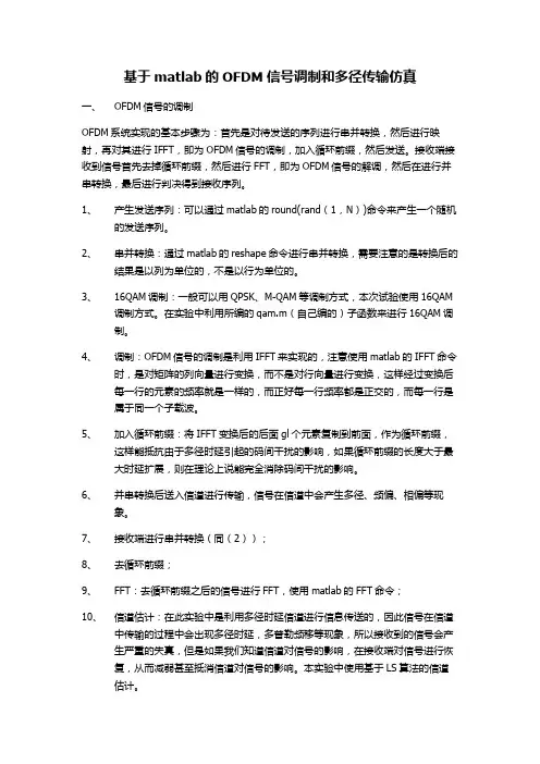 (参考)基于matlab的OFDM信号调制解调与多径传输