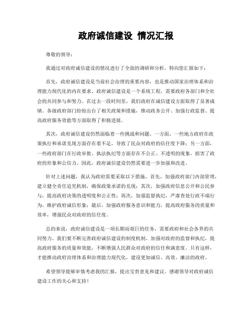 政府诚信建设 情况汇报