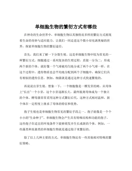 单细胞生物的繁衍方式有哪些