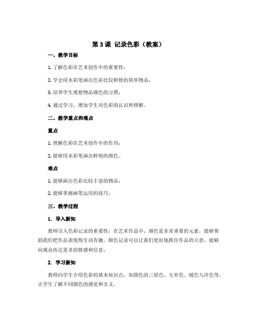 第3课 记录色彩(教案)人教版(2012)美术六年级下册