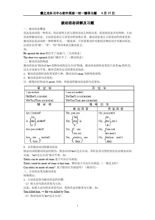 被动语态讲解及习题