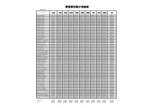 管理费用统计明细表