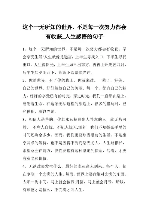 这个一无所知的世界,不是每一次努力都会有收获_人生感悟的句子