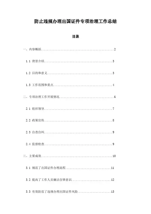 防止违规办理出国证件专项治理工作总结