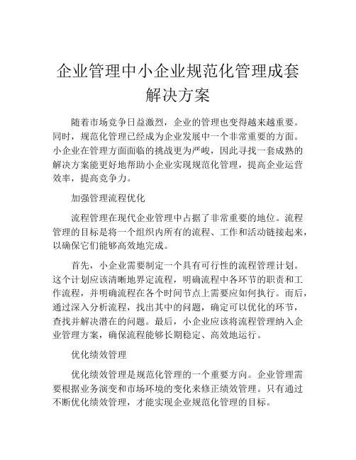 企业管理中小企业规范化管理成套解决方案