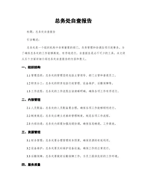 总务处自查报告