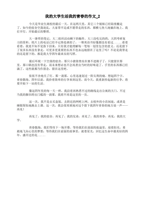 我的大学生活我的青春的作文