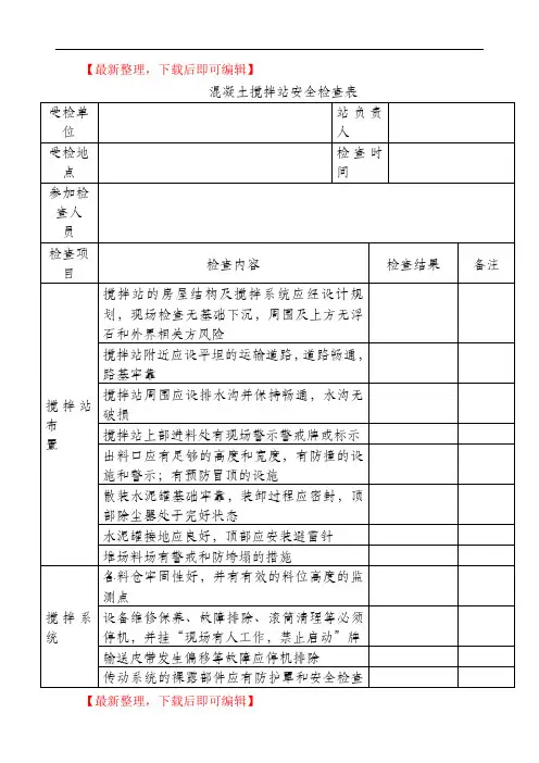混凝土搅拌站安全检查表1(完整资料).doc