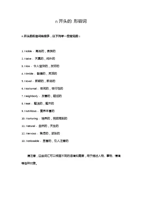 n开头的 形容词