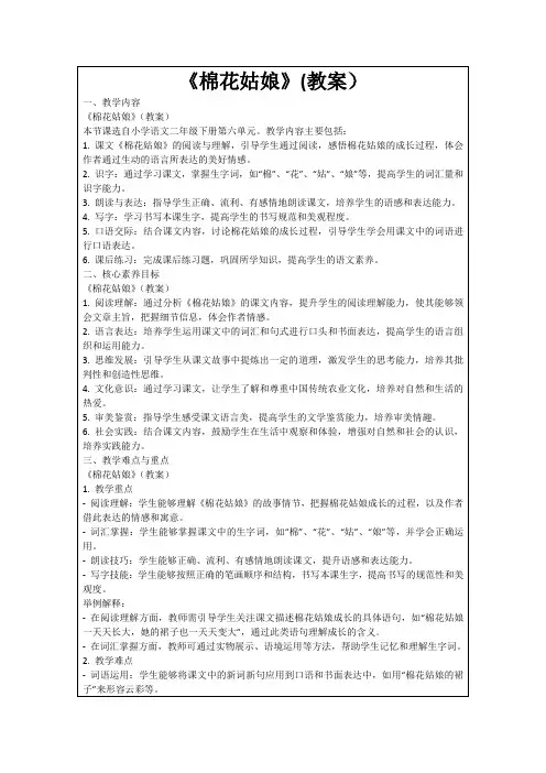 《棉花姑娘》(教案)