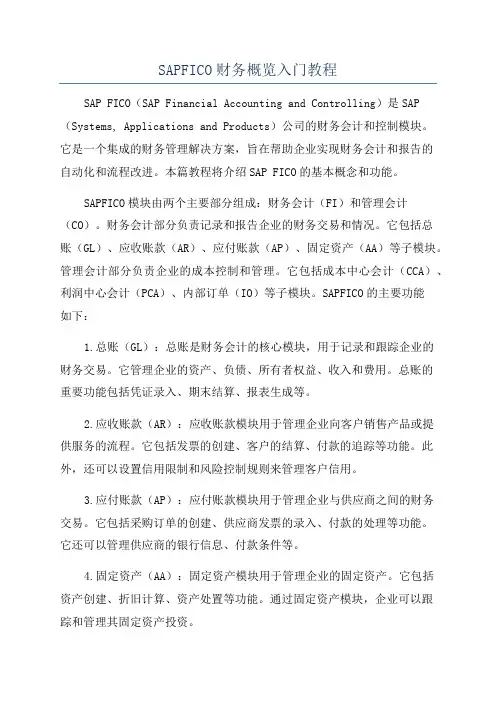 SAPFICO财务概览入门教程