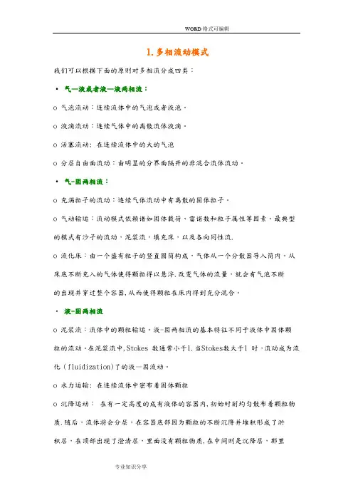 Fluent多相流模型选择及设定【范本模板】