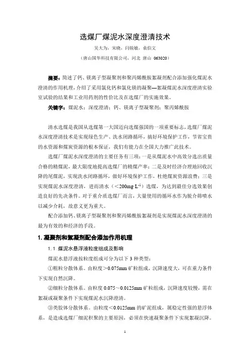 选煤厂煤泥水深度澄清技术