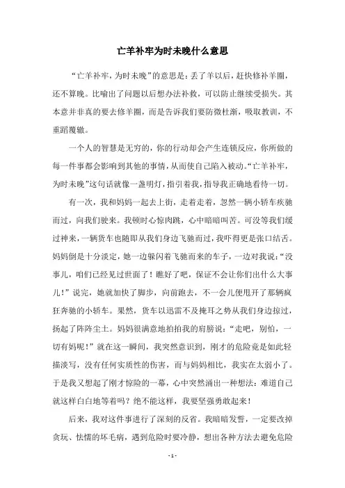 亡羊补牢为时未晚什么意思