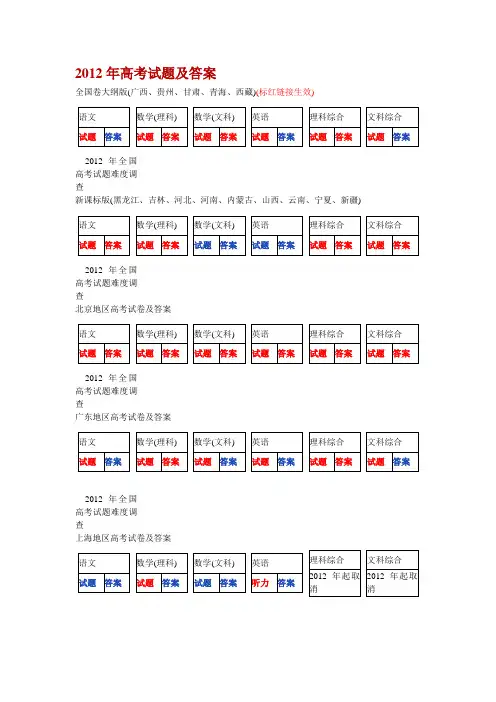2012年高考试题及答案