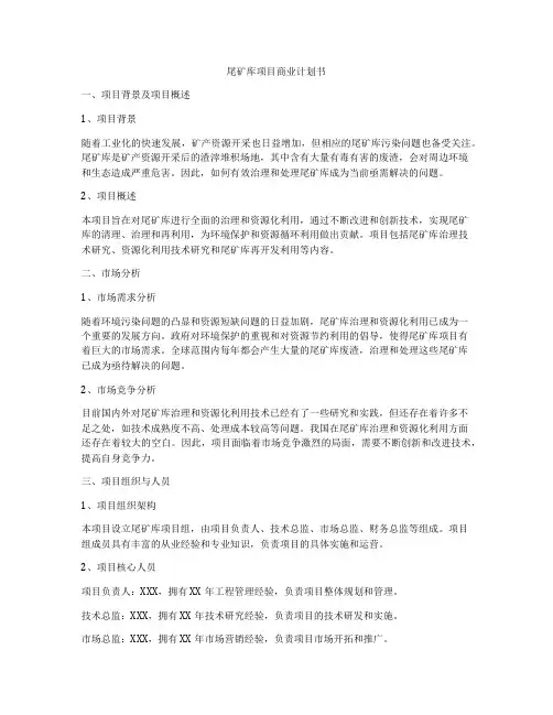 尾矿库项目商业计划书