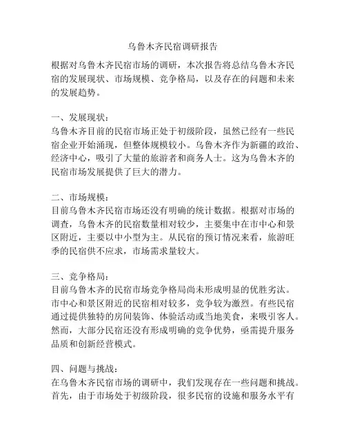 乌鲁木齐民宿调研报告