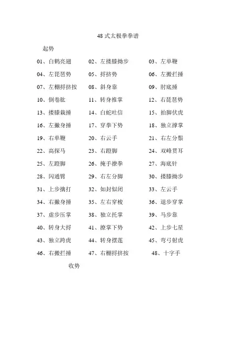 48式太极拳拳谱