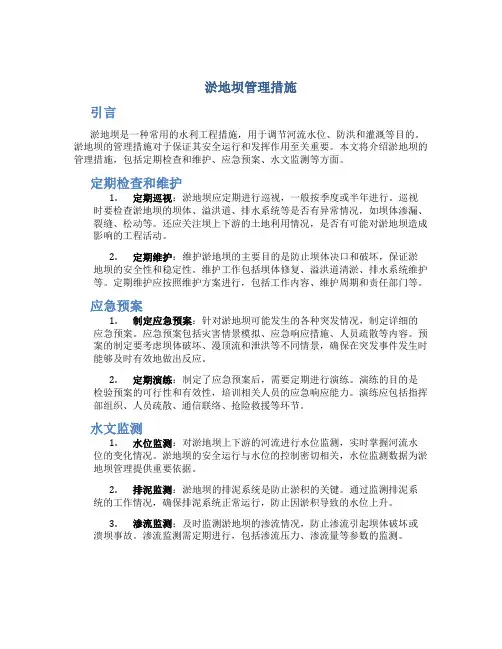 淤地坝管理措施