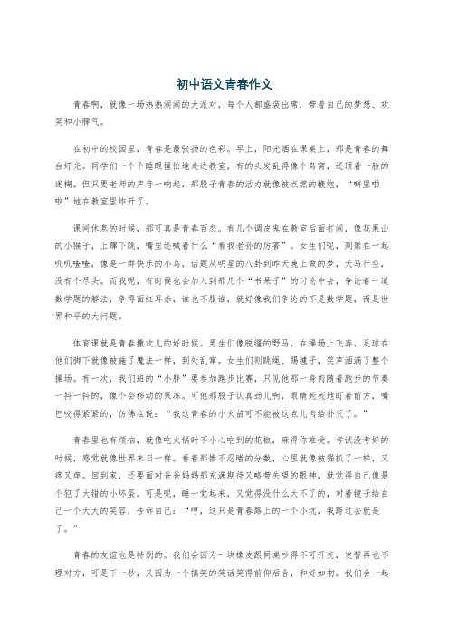 初中语文青春作文