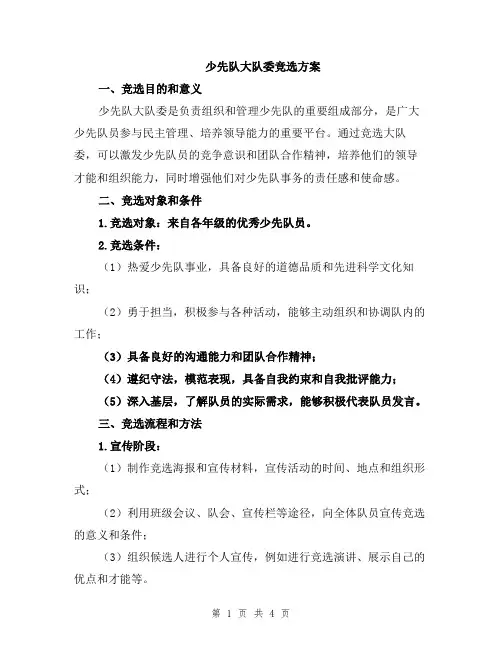 少先队大队委竞选方案