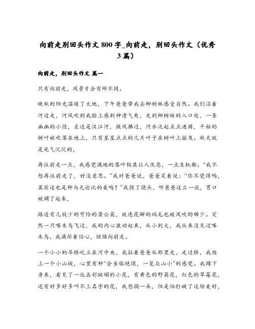 向前走别回头作文800字_向前走,别回头作文(优秀3篇)