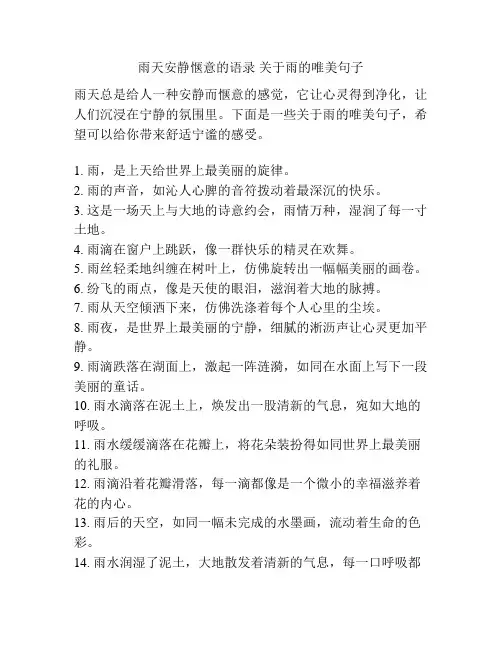雨天安静惬意的语录 关于雨的唯美句子