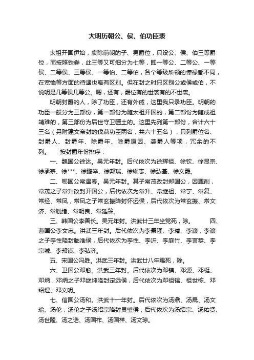 ?大明历朝公、侯、伯功臣表