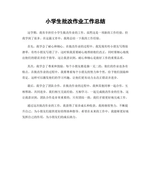 小学生批改作业工作总结