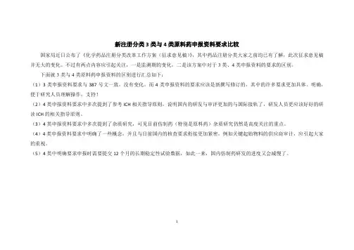 (仅供参考)药品申报三类与四类药比较