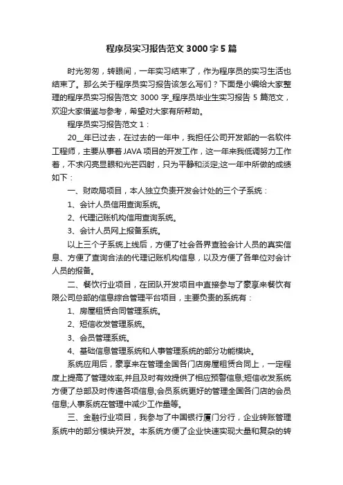 程序员实习报告范文3000字5篇