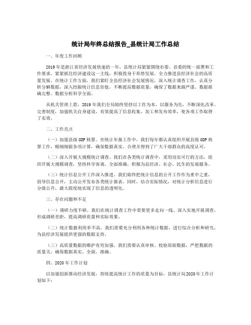 统计局年终总结报告_县统计局工作总结