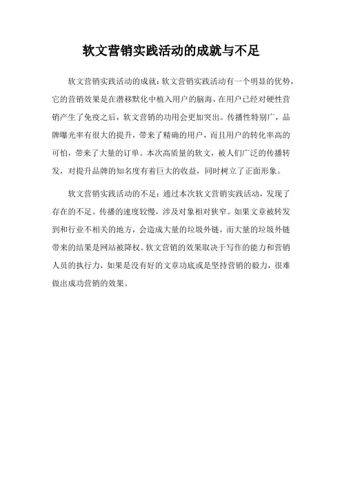 软文营销实践活动的成就与不足