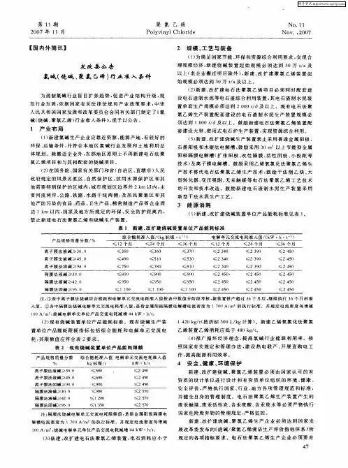 发改委公告 氯碱(烧碱、聚氯乙烯)行业准入条件